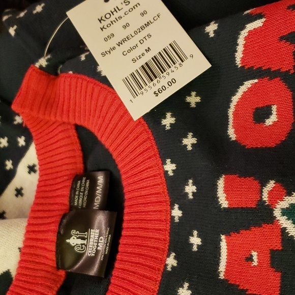 Elf Buddy SANTA! OMG I KNOW HIM! Ugly Christmas Sweater Size M - Picture 2 of 7